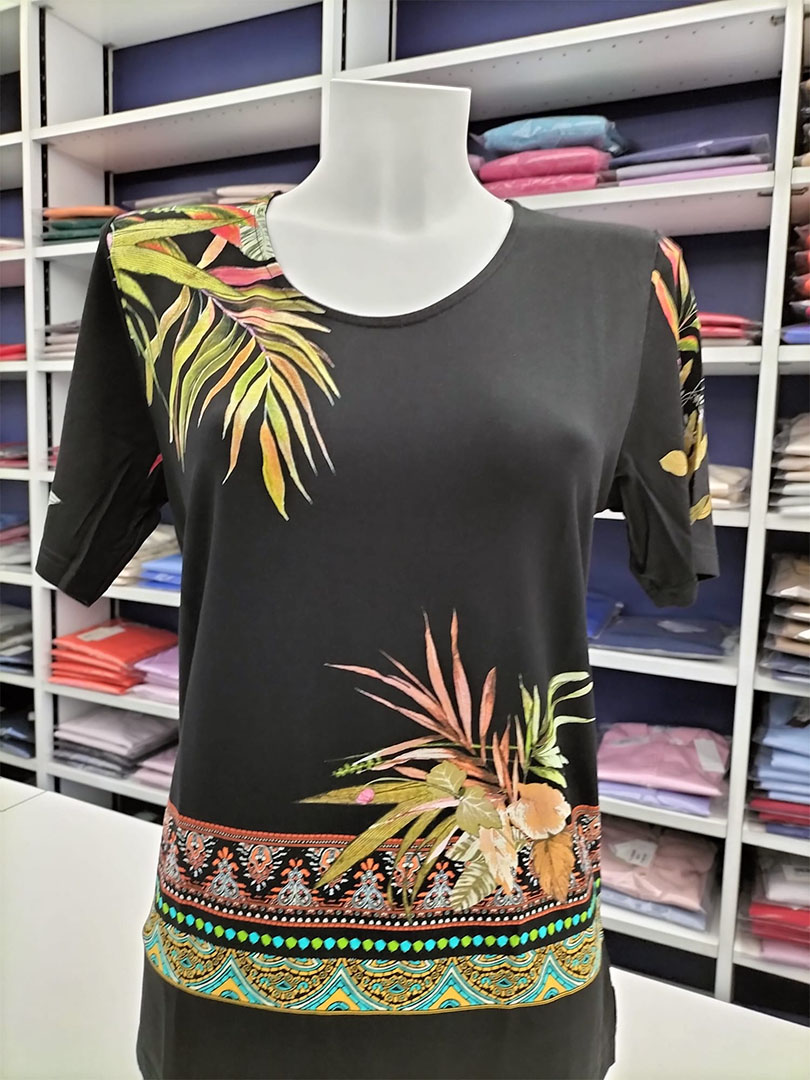 tshirt in cotone stampa tropicale donna